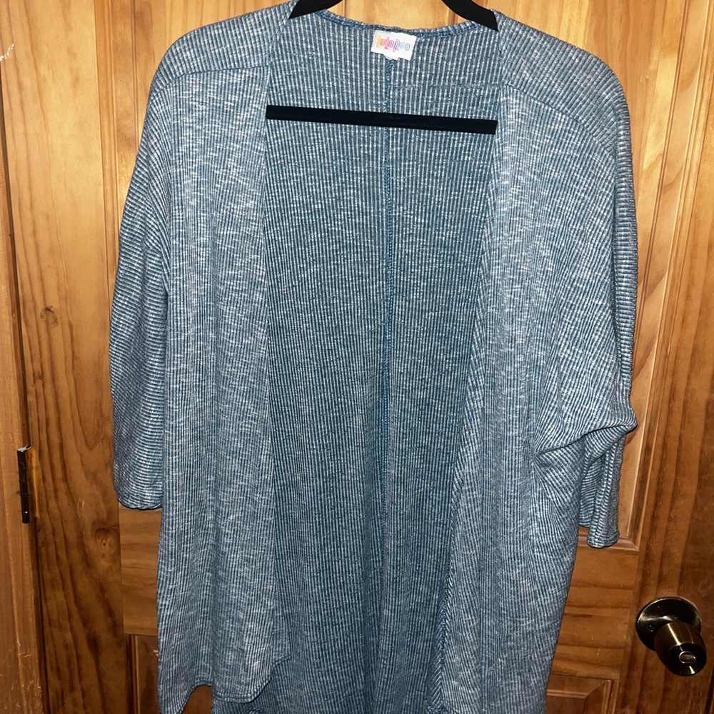 LuLaRoe Blue Striped Open-Front Cardigan